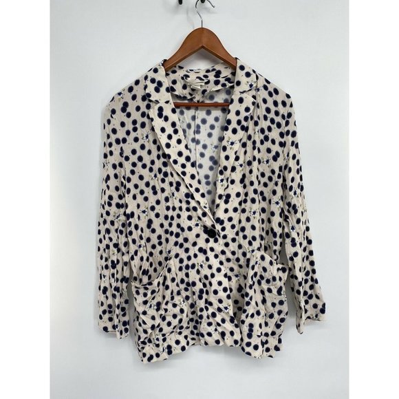 Anna Glover x H&M Crepe Blazer Size 10 Polka Dot Moth Pattern Pockets LIGHWEIGHT - Picture 1 of 6